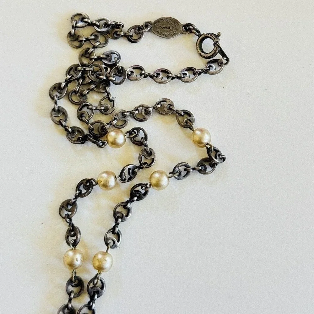 La Vie Parisienne Catherine Popesco France Necklace Pearl Rhinestone Jeweled 16